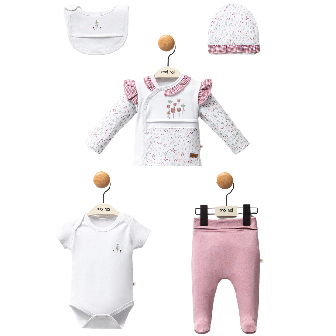 Set bimba floreale 5pz 100% Cotone 0-3mesi