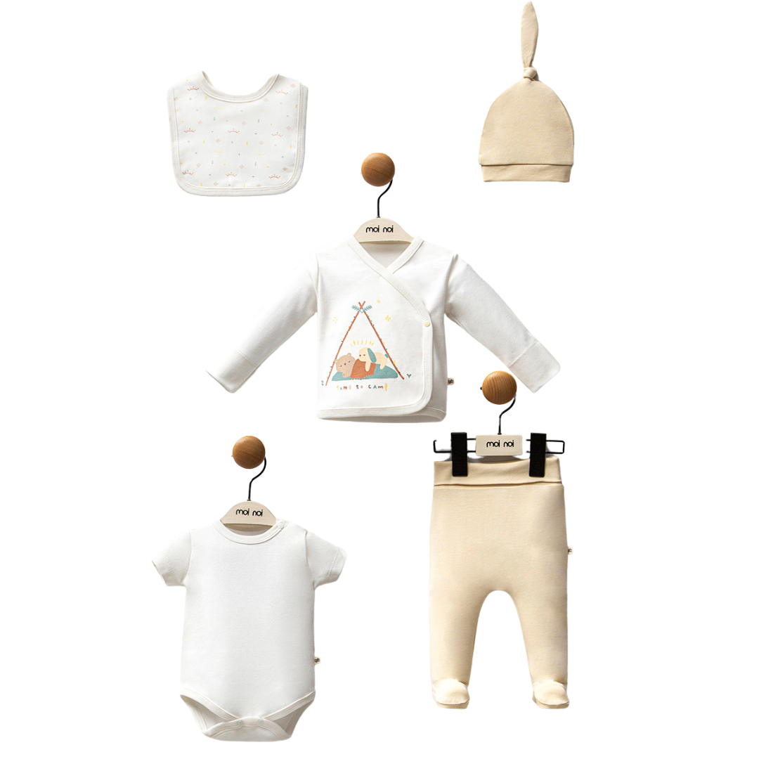 Set Nascita Neutro Bimbo/ Bimba 5pz in cotone 0-3mesi