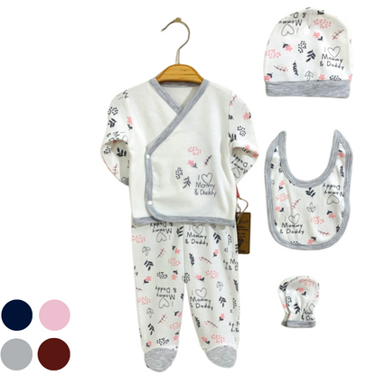 Set 5pz bimba i love mommy& daddy 100% cotone 0-3mesi