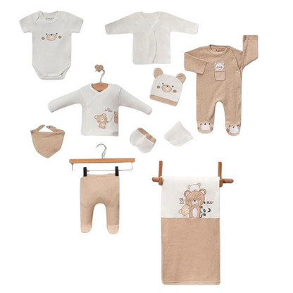 set corredino beige 10 pezzi neutro cotone