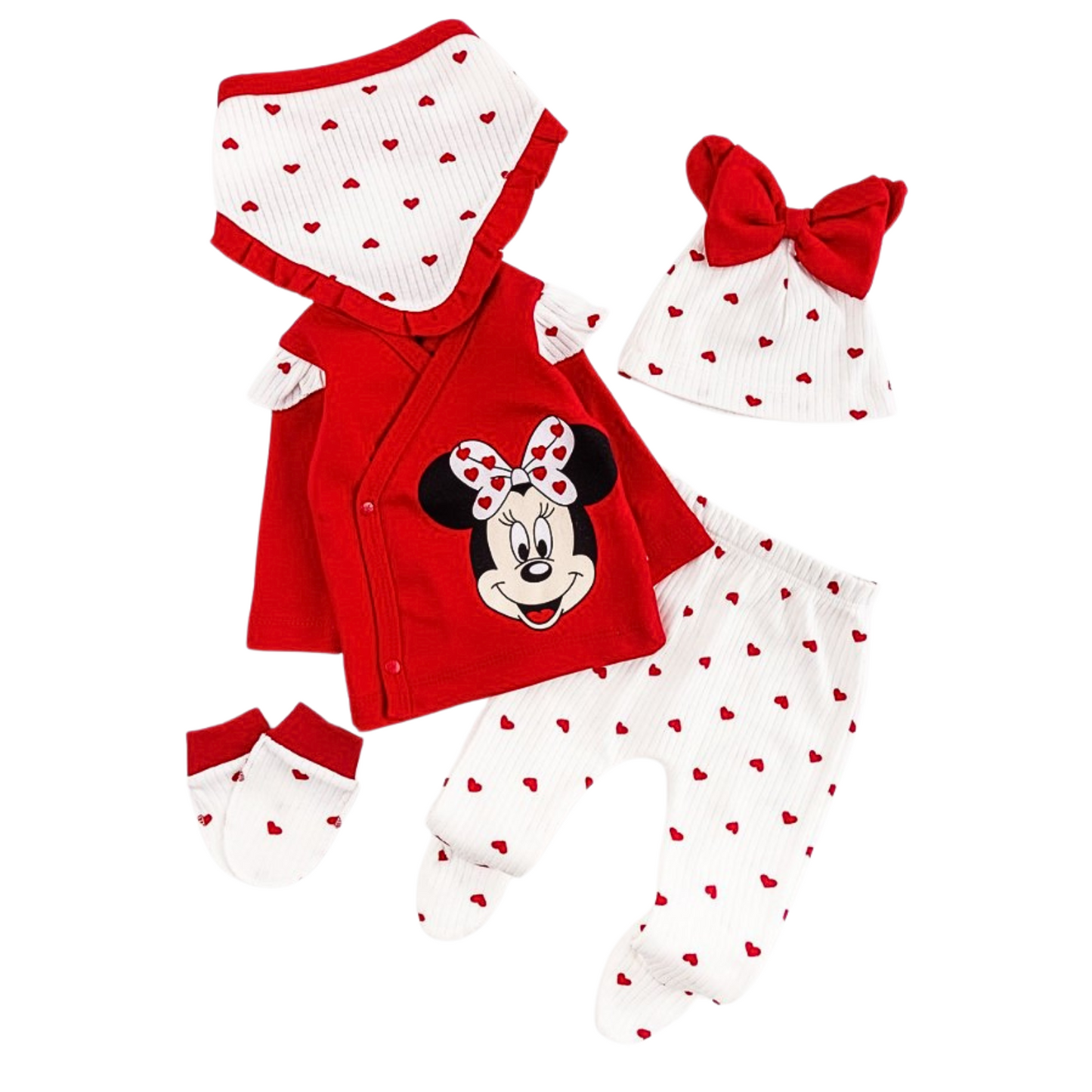 Set cotone Minnie Rosso 0-3 mesi