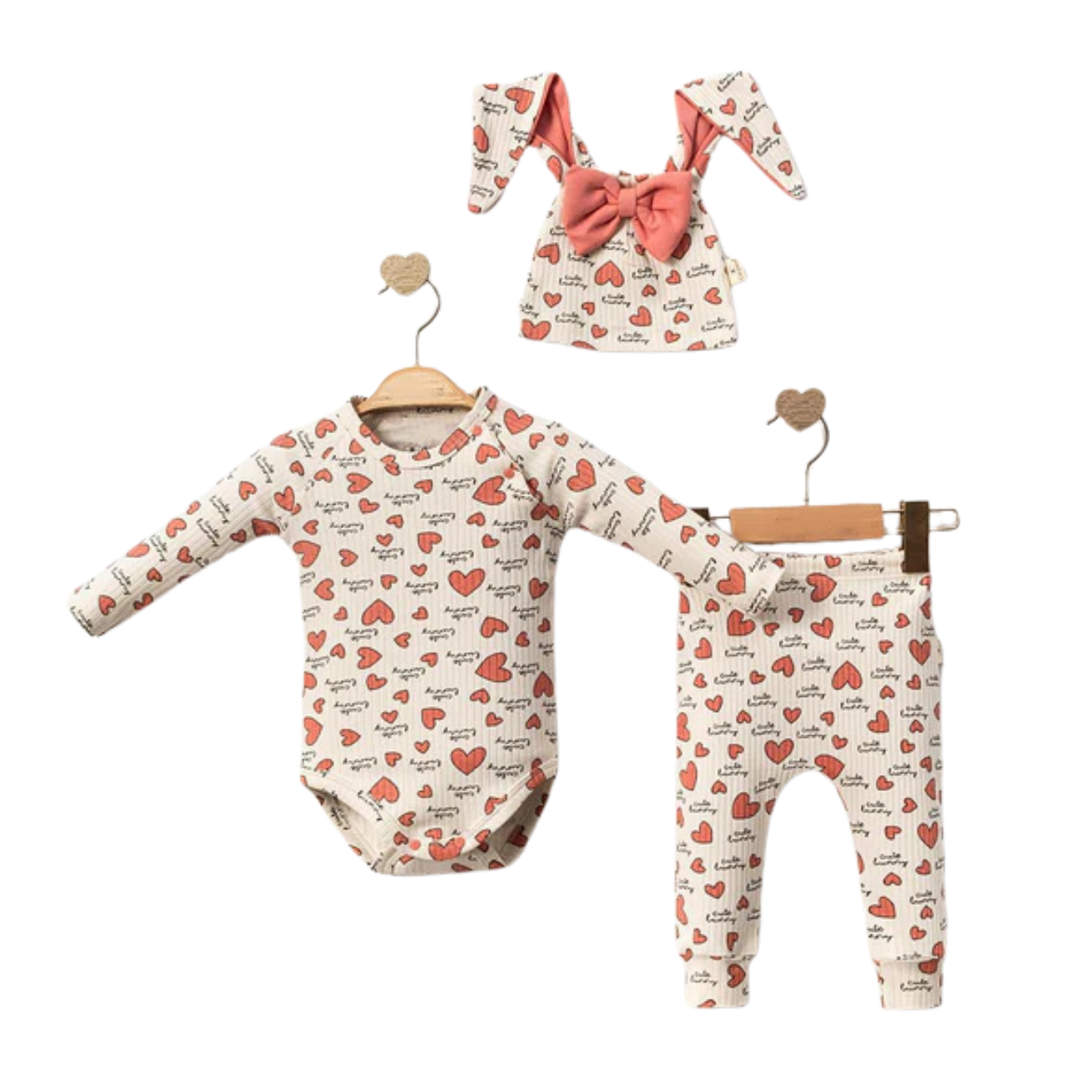 set coniglietto baby rosa scuro con cappellino