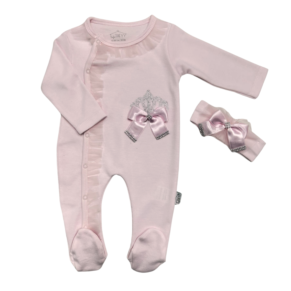Tutina Neonata/ Bimba in Cotone con Corona + fascia