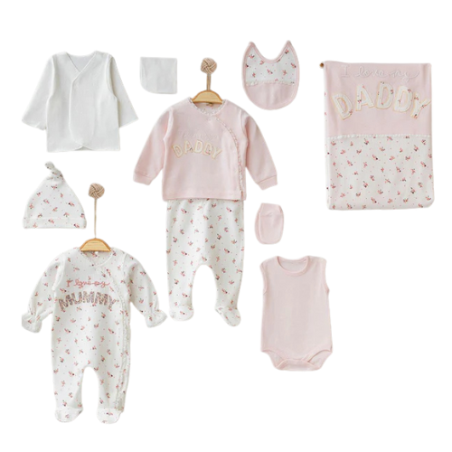 Corredino 10 Pezzi in Cotone Neonata "I Love My Daddy & Mummy"