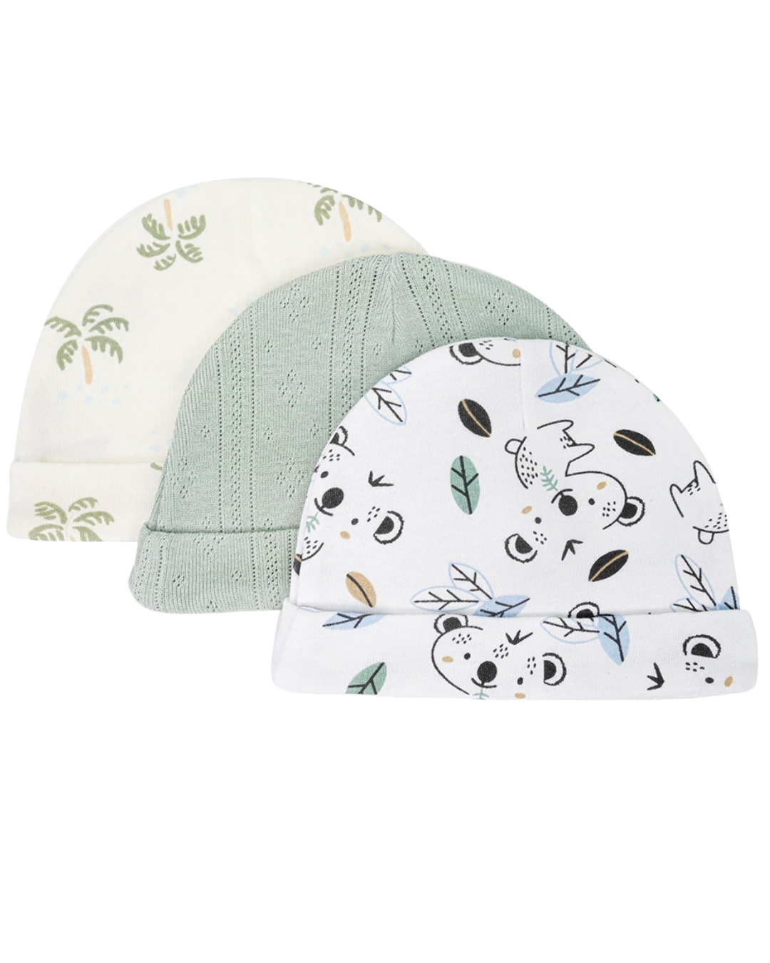 Set 3 Cappellini in Cotone per Neonato Caldo e Antivento
