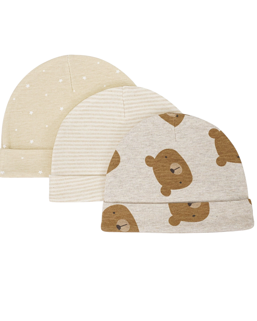Set 3 Cappellini in Cotone per Neonato Caldo e Antivento