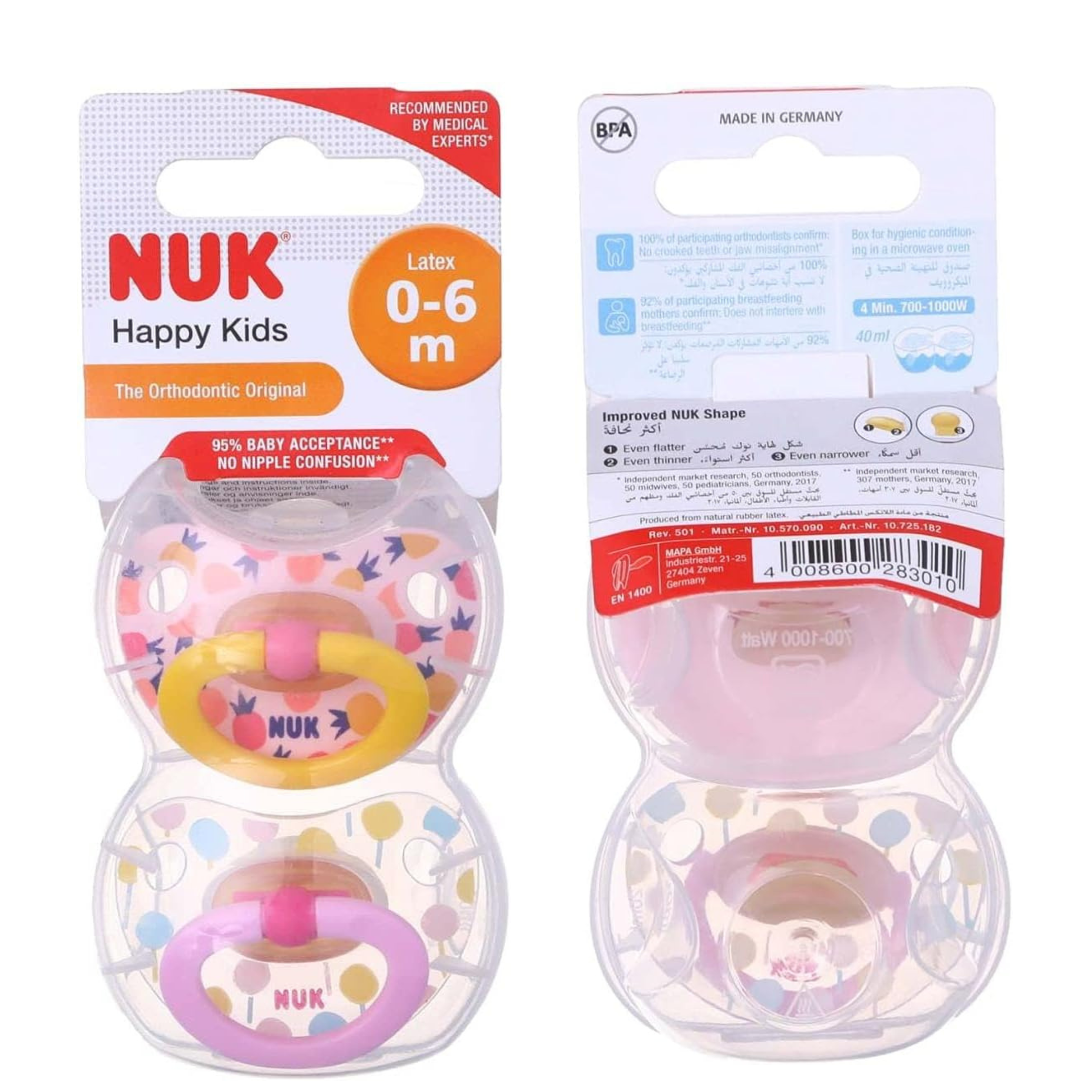 Succhietti Nuk happy kinds 0-6m 2 pezzi colori vari