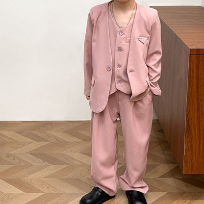 Completo Elegante Bambino 3 Pezzi  Giacca, Gilet e Pantalone