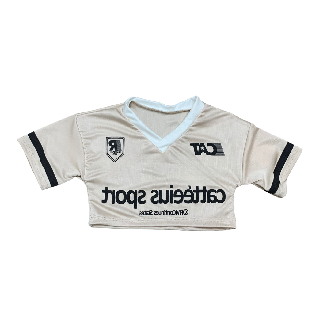 T-shirt Crop top bambina beige con stampa