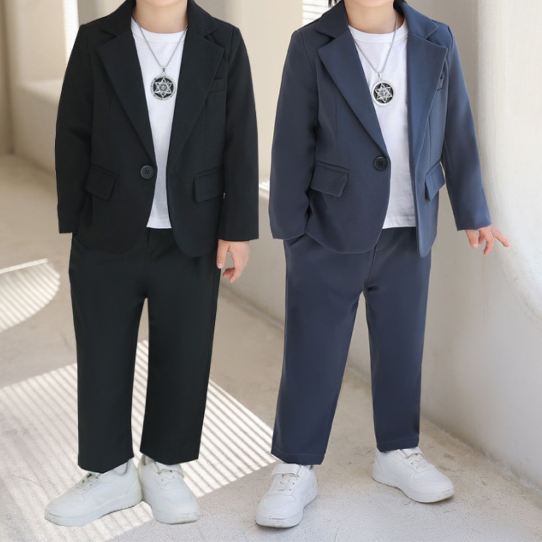 Completo Elegante Bambino 3 Pezzi  Giacca, Pantalone e T-shirt