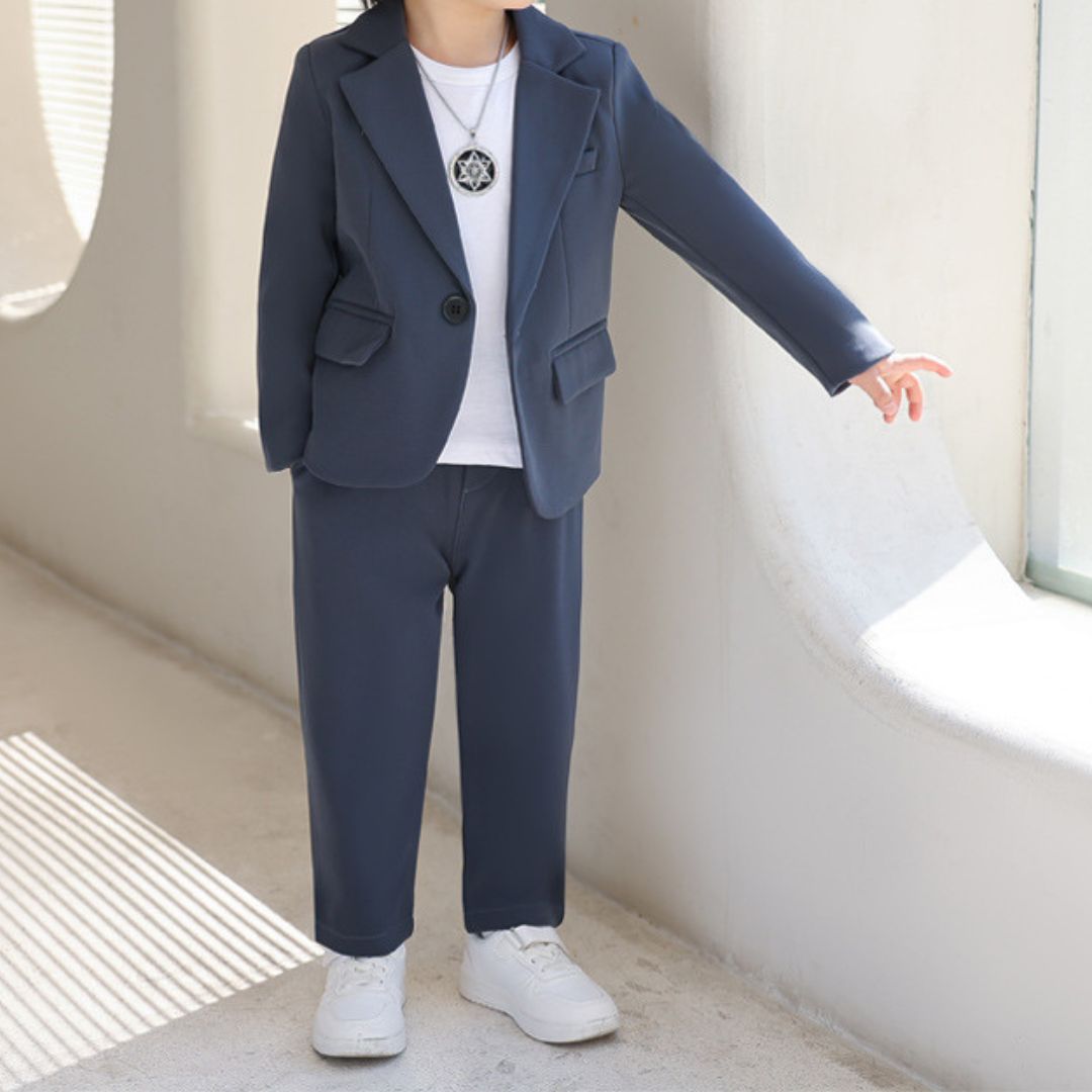 Completo Elegante Bambino 3 Pezzi  Giacca, Pantalone e T-shirt