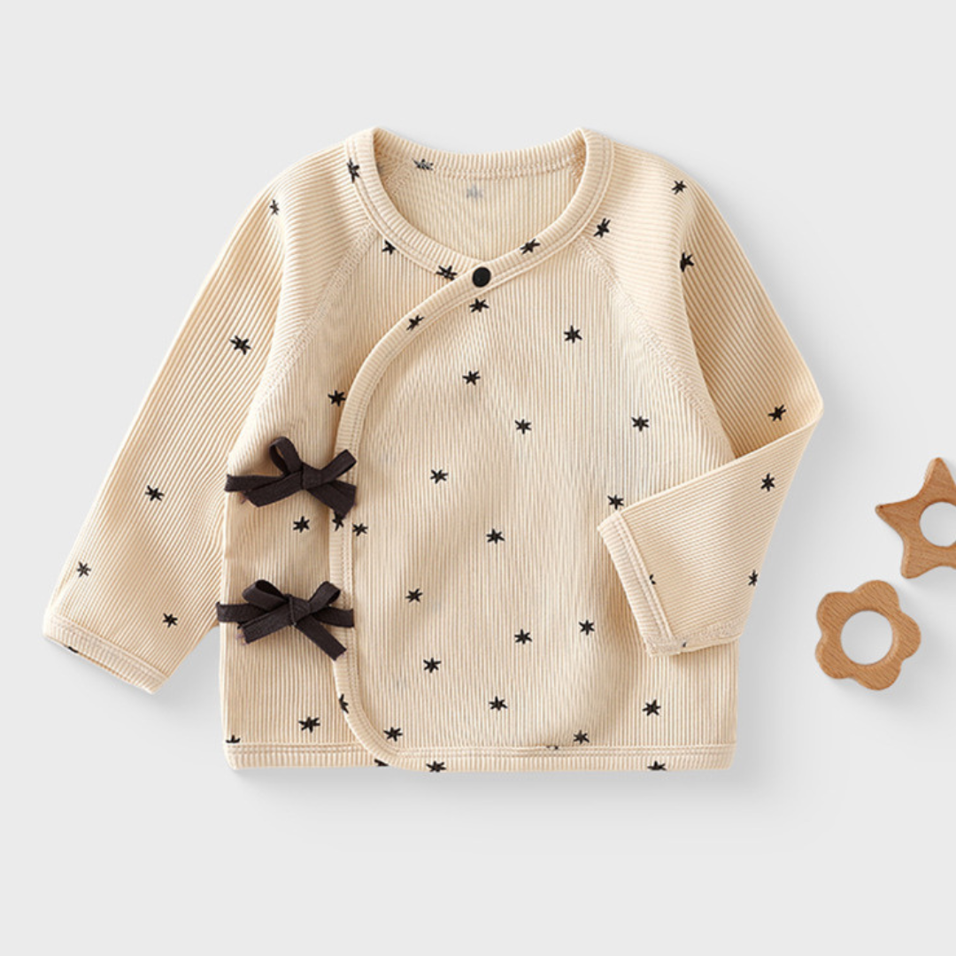 Magliette Neonata  Manica Lunga  Modelli Incrociati con Fiocchi