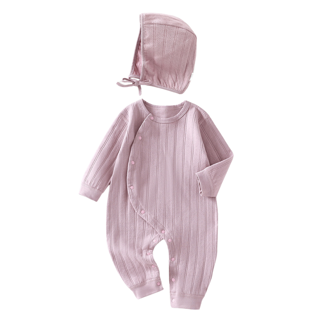 Tutina Neonata con Cappellino  Set  in Maglia di Cotone
