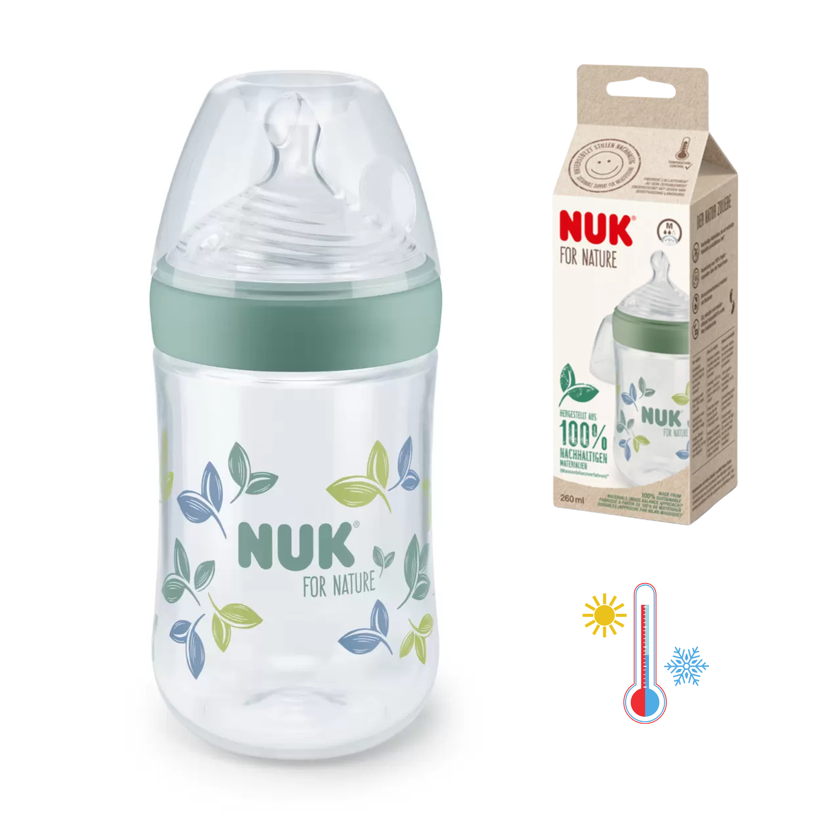 Biberon per Nature 260 ml, verde