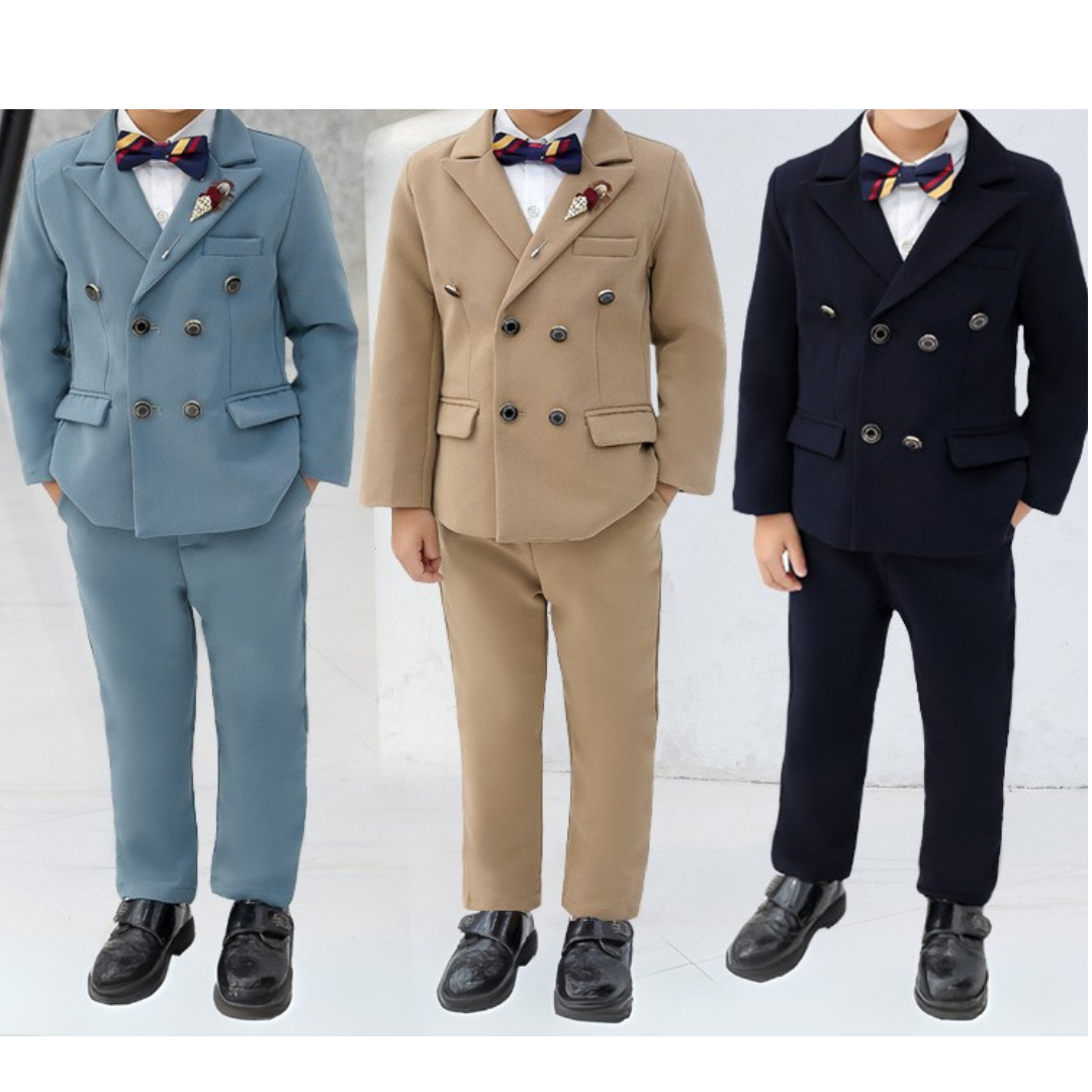 Completo elegante 2pezzi bimbo vari colori con giacca doppio petto