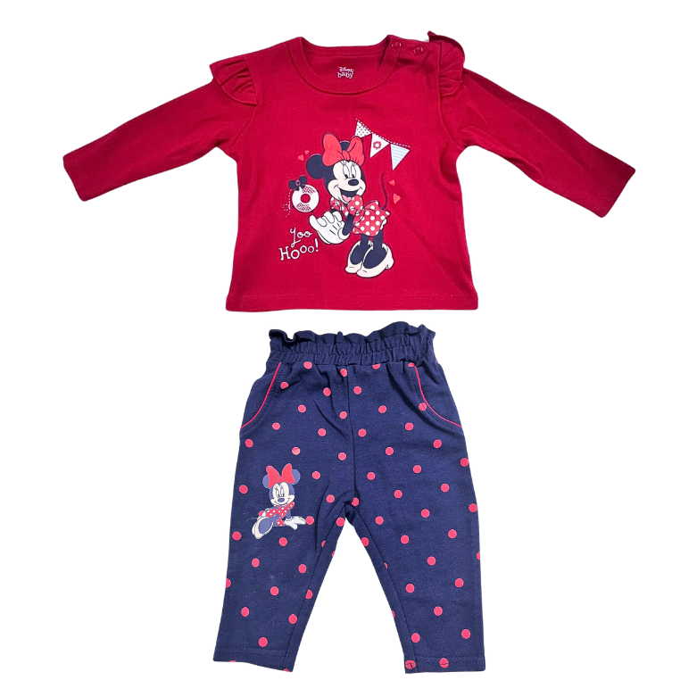 Completino 2pz Minnie cotone manica lunga