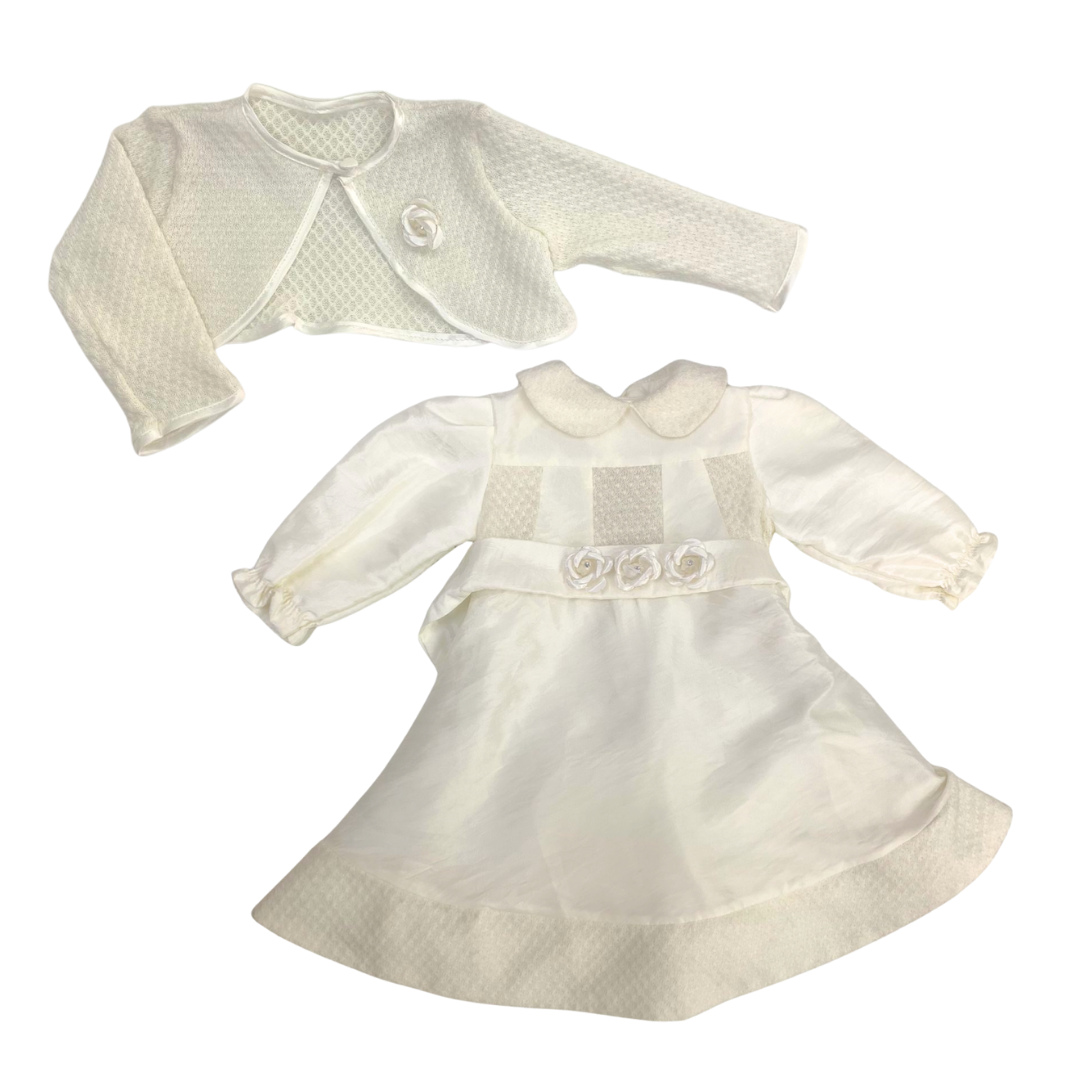 Abito Les Jolies elegante neonata panna con fiori