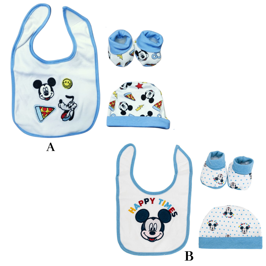 Set 3pz disney Mickey bavetta, cappellino e scarpette