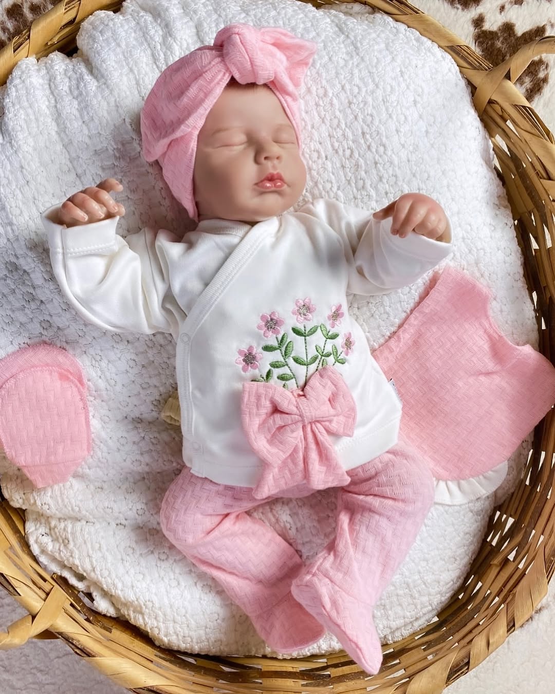 Set Neonata/ Bimba Rosa Antico 0-3 mesi Autunno/Primavera/Estate 100% Cotone