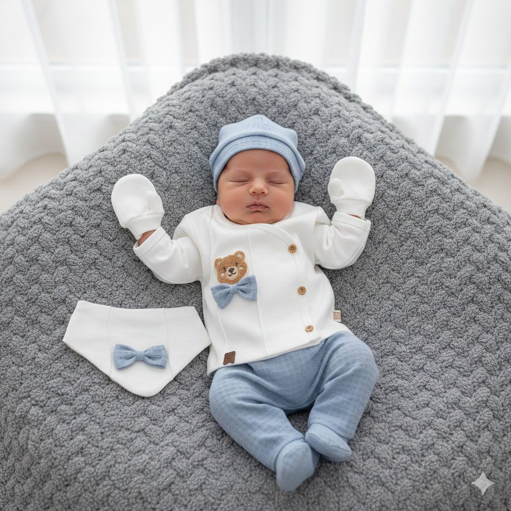 Set Neonato/ Bimbo Caldo Cotone 0-3 mesi orsetto Cotone Azzurro