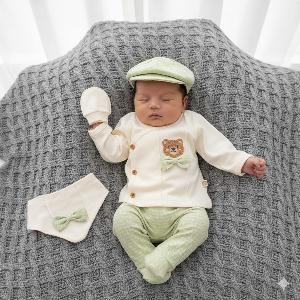 Set Neonato/ Bimbo Caldo Cotone 0-3 mesi orsetto Cotone Verde