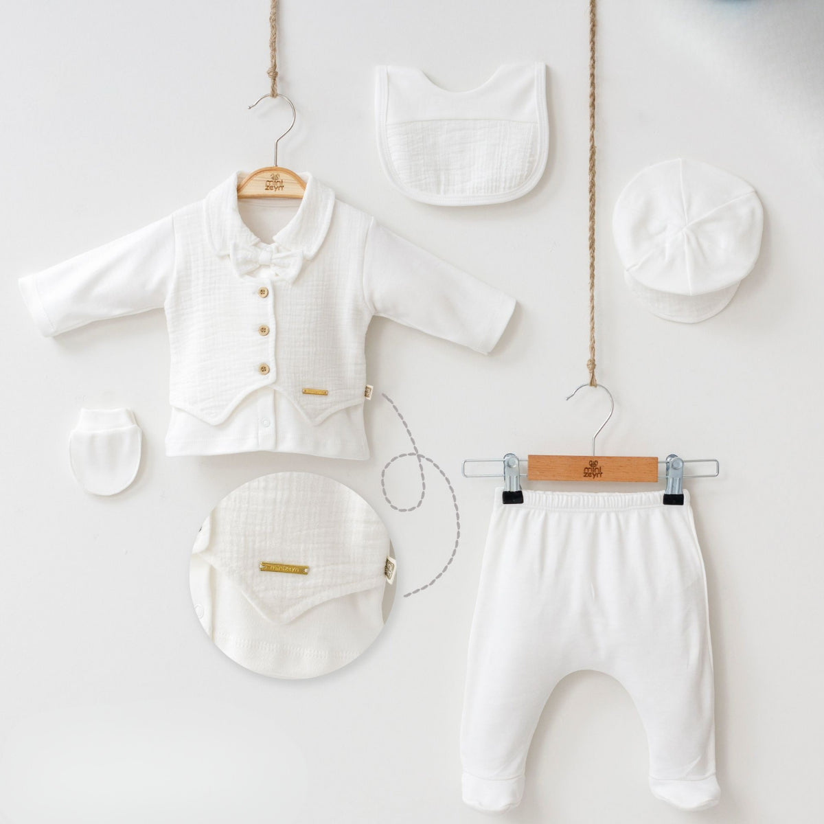 Set Nascita in Cotone Elegante Vari Colori Neonato/ Bimbo – 5 Pezzi