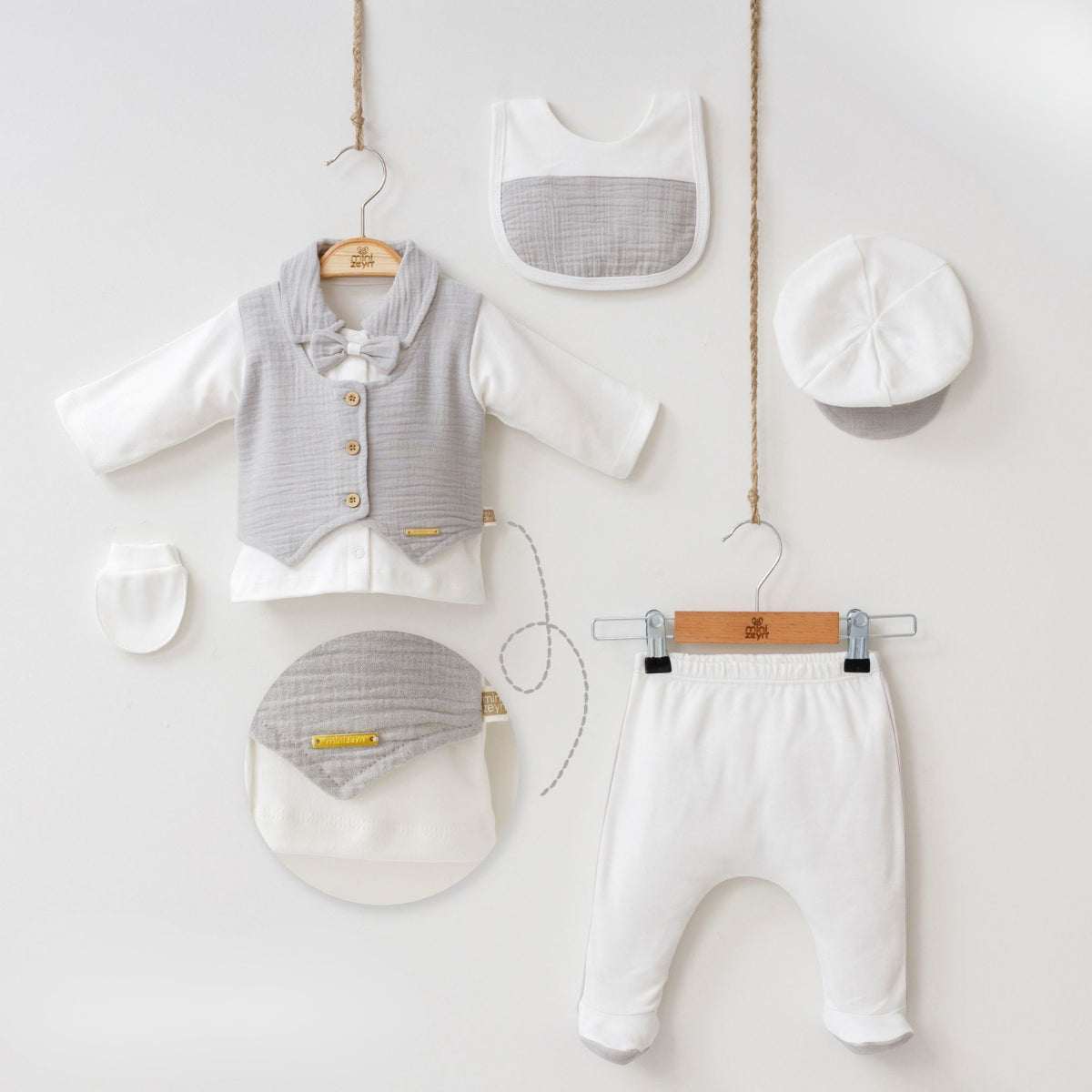 Set Nascita in Cotone Elegante Vari Colori Neonato/ Bimbo – 5 Pezzi