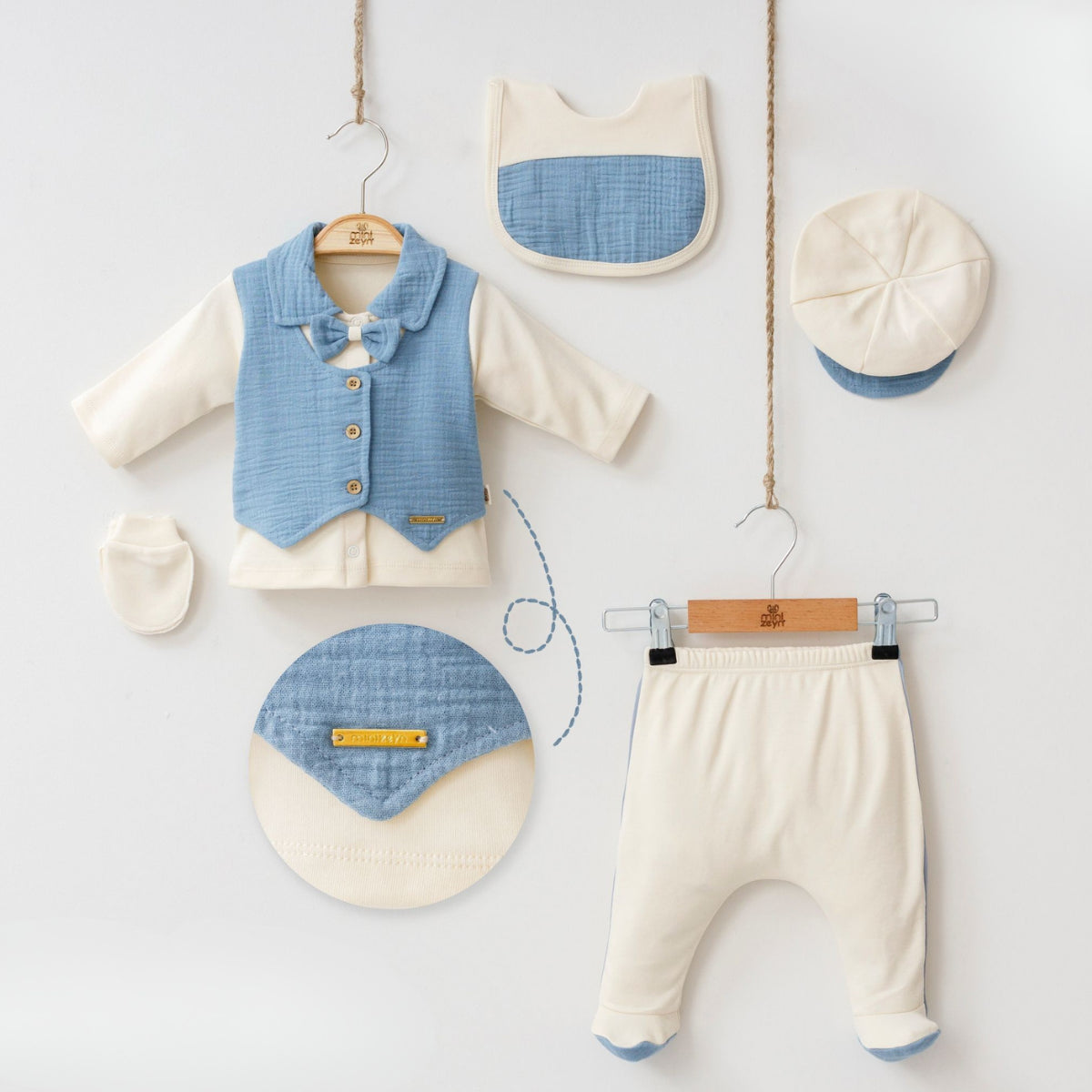 Set Nascita in Cotone Elegante Vari Colori Neonato/ Bimbo – 5 Pezzi