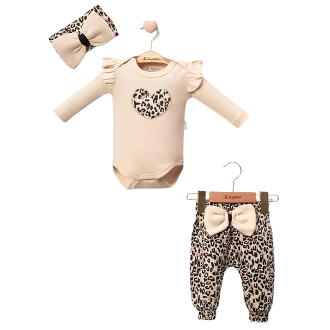 Set 3 pz Cotone Bimba Leopardato