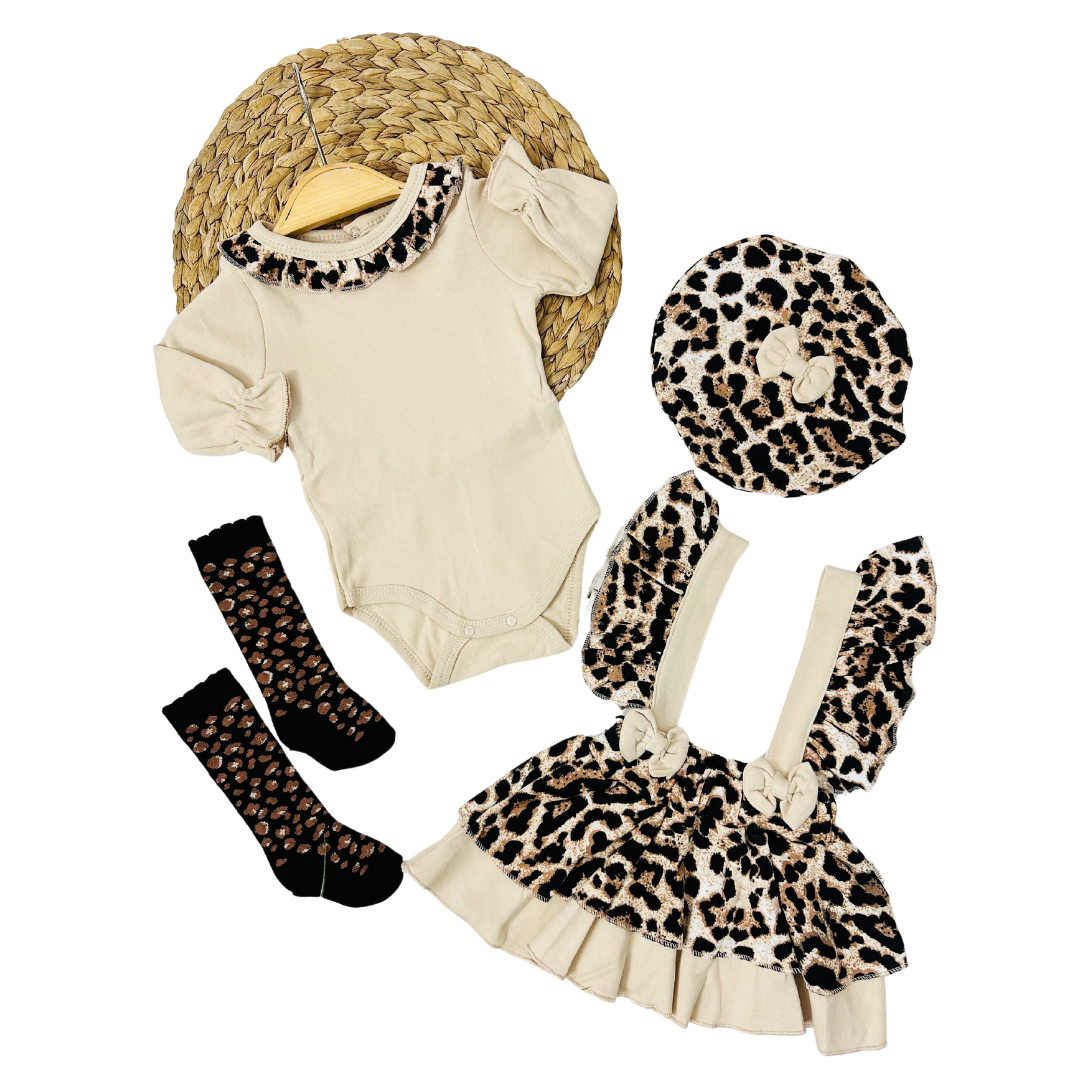 Conjunto de invierno con estampado de leopardo para niñas