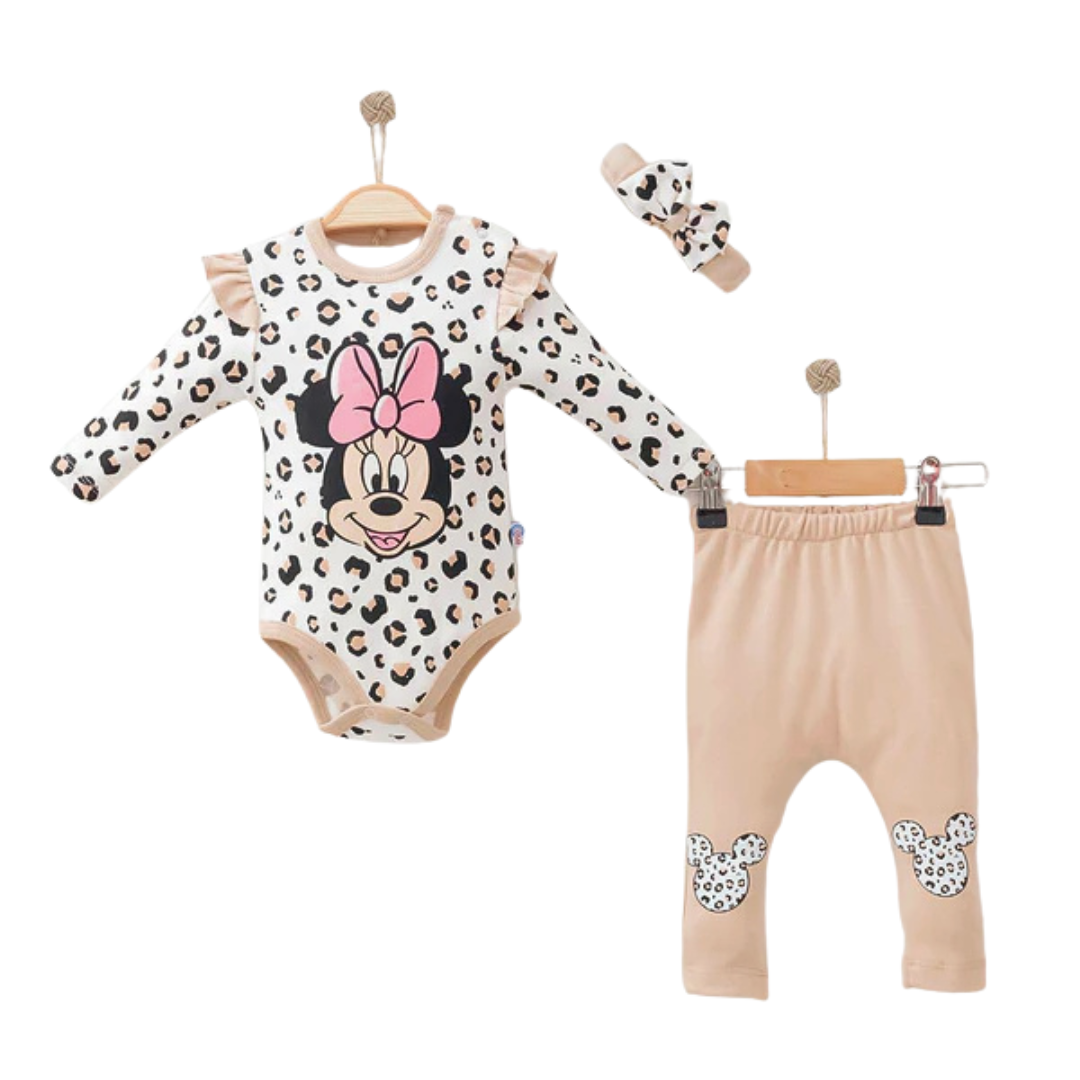 Set Neonata Minnie 3 Pezzi caldo Cotone Leopardata