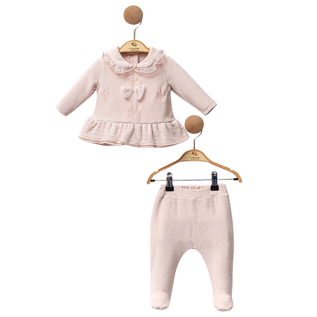 Completo Neonata Rosa Cipria in Ciniglia