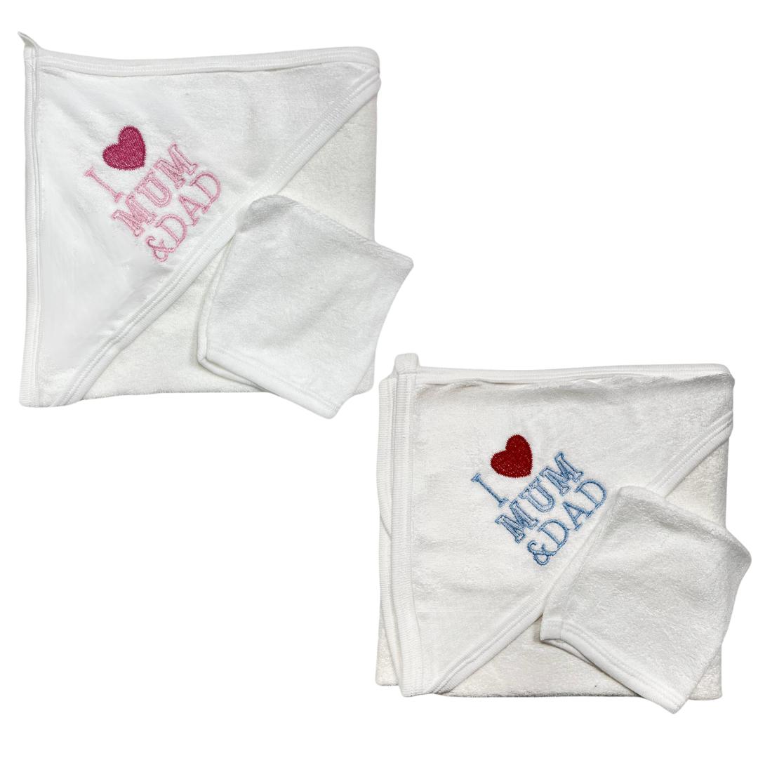 Accappatoio bimba i love mum&dad+ guanto