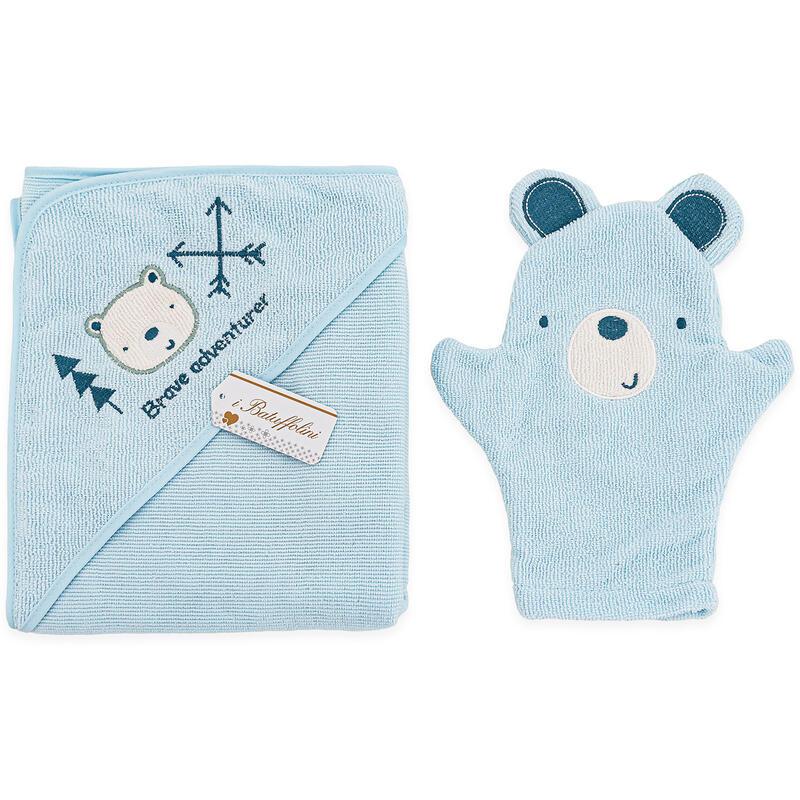 ACCAPPATOIO NEONATO TRIANGOLO +GUANTO SPUGNA