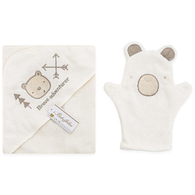 ACCAPPATOIO NEONATO TRIANGOLO +GUANTO SPUGNA