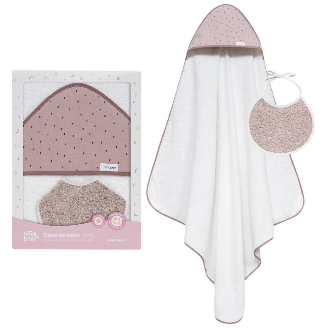 Accappatoio Rosa Antico+Bavetta in Spugna - Baby Shop Store