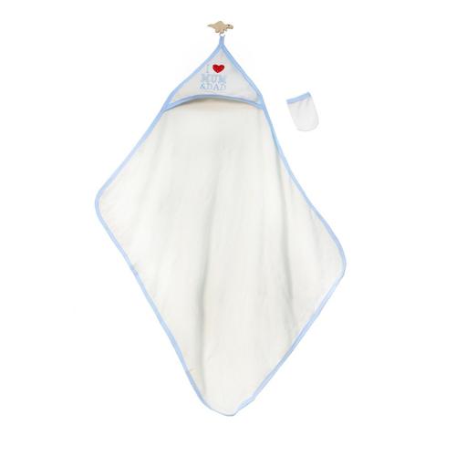 accappatoio triangolo azzurro I love mum and dad