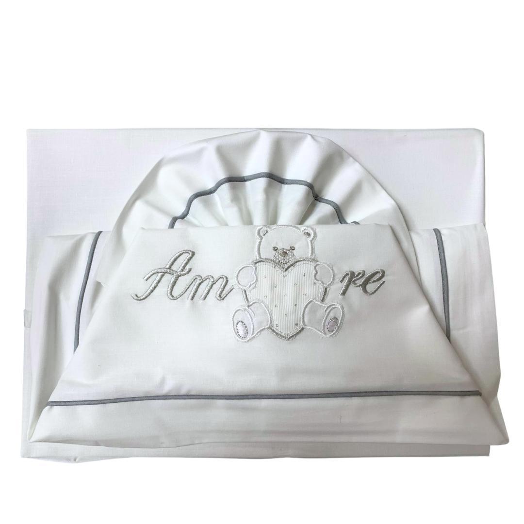 Lenzuolino Lair baby culla grigio "amore" - Baby Shop Store