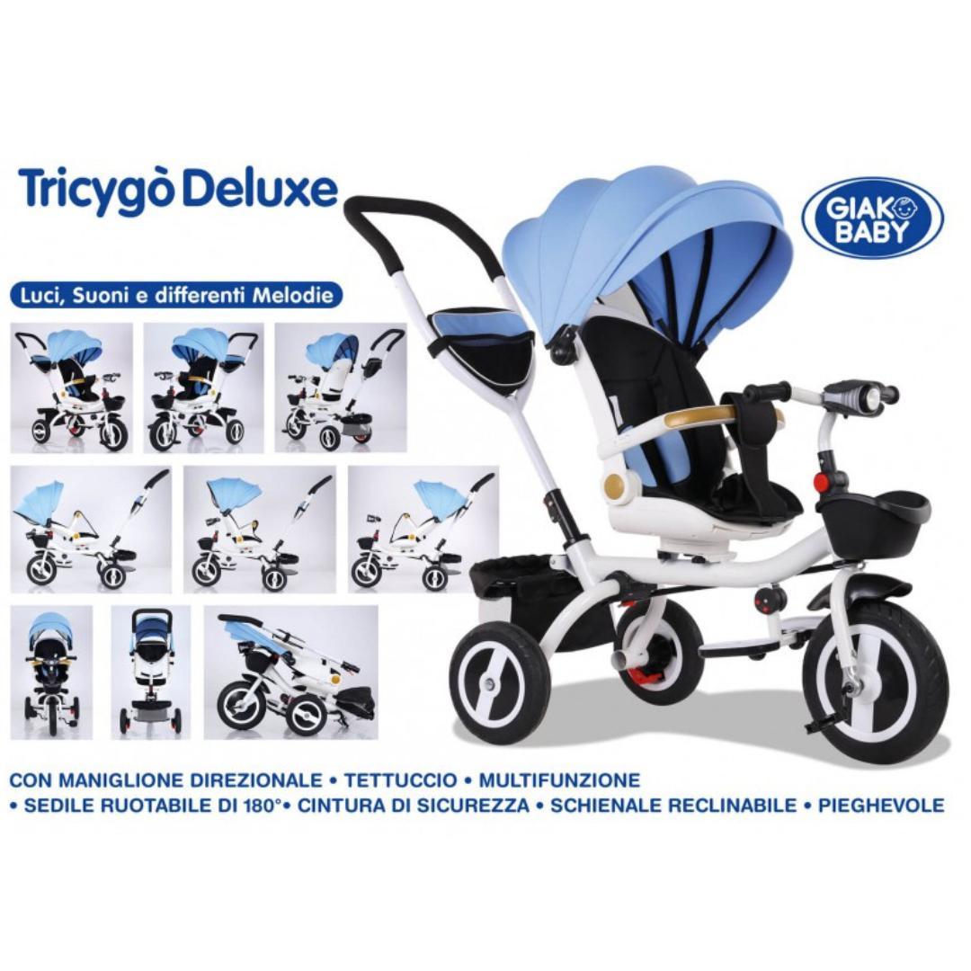 Triciclo Deluxe evolutivo blu 1-5anni azzurro - Baby Shop Store