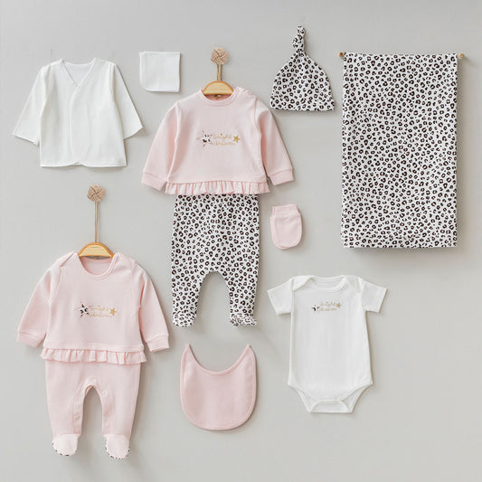 Set Neonata 10 Pezzi - Dolce Sogno Rosa con Stampa Animalier