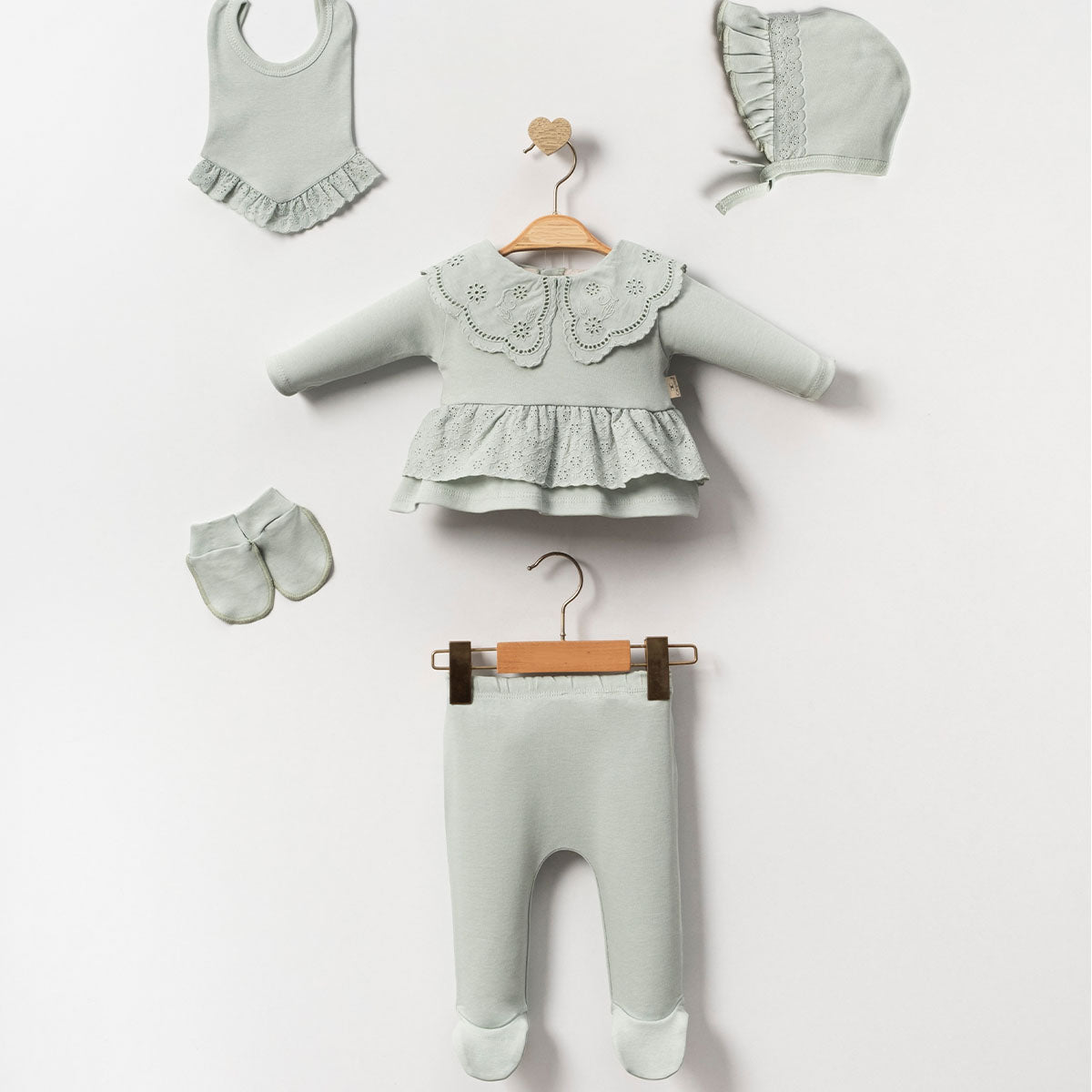 Set Nascita in Cotone Neonata/ Bimba  Elegante 5 pezzi