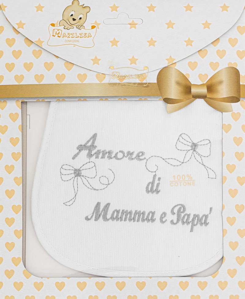 Bavetta ricamata Marilisa "amore di mamma e papà" - Baby Shop Store