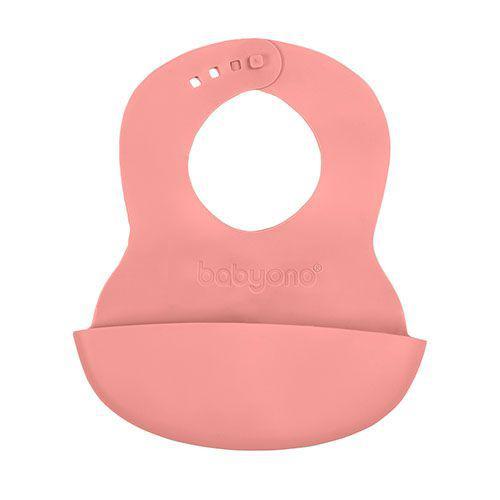 Bavetta in silicone con tasca Babyono Rosa