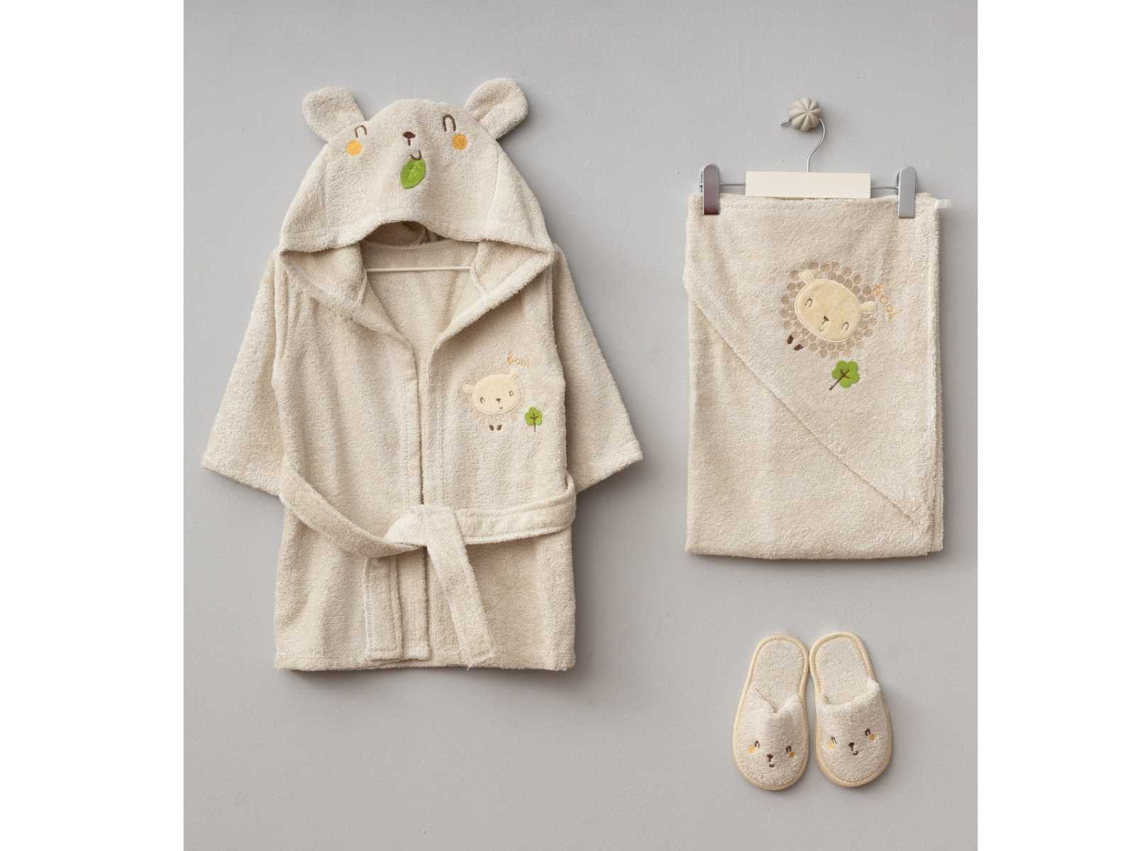 Set Accappatoio, Accappatoio con angoli  e Pantofole per Bambini