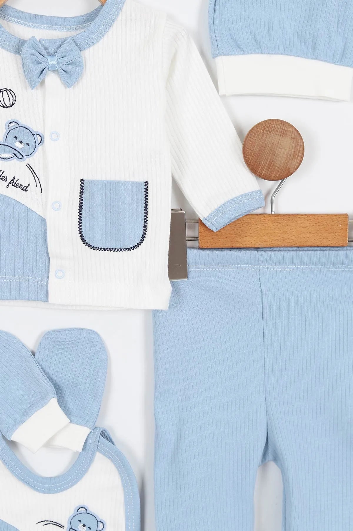 Set Nascita Cotone Neonato/ Bimbo  5 Pezzi – Orsetti con Papillon