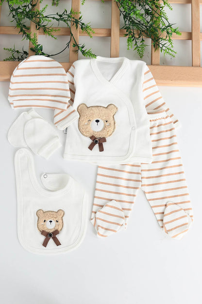 Set Abbigliamento Neonato - Completo 5 Pezzi con Orsetto Ricamato 🧸