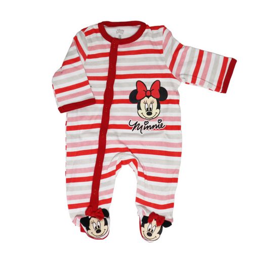 Tutina Neonata/ Bimba Minnie in cotone- Rossa a righe