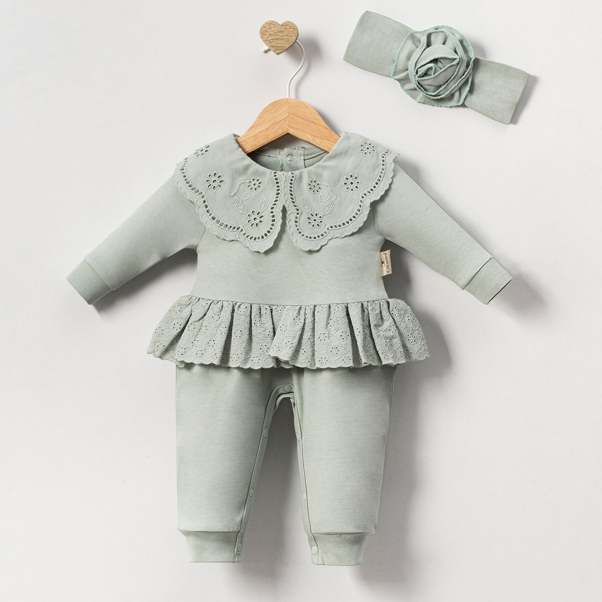 Tutina Neonata/ Bimba con Balza e fascia per capelli  100% cotone