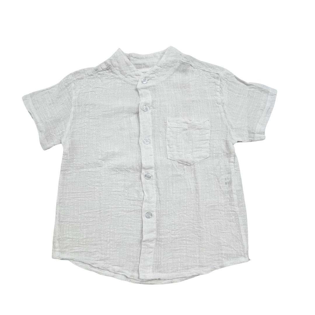 Camicia di lino bimbo manica corta bianca