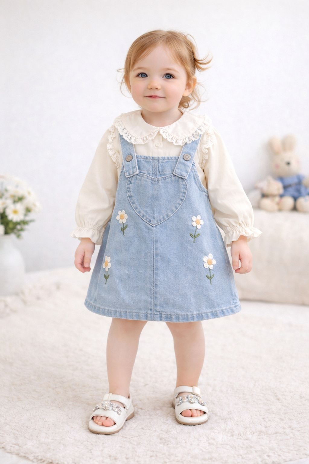 Completo Camicia Pizzo + Salopette Fiori – Primavera